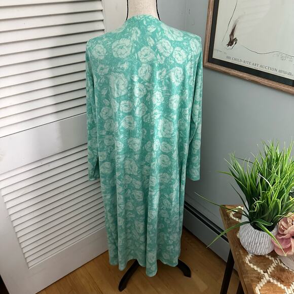 LULAROE Womens Sweater Large Blue Sarah Open Cardigan Duster Floral Soft Knit - Picture 6 of 14